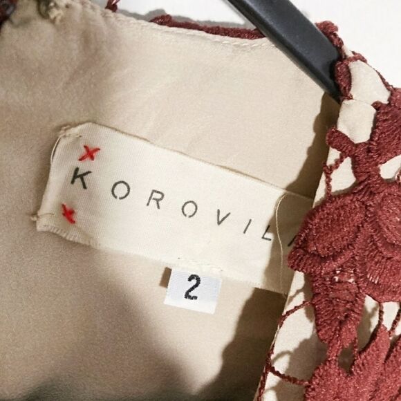 KOROVILAS Phillipa Lace Gothic Shift Dress Bell-Sleeve Whimsigoth Burgundy Sz 2 - Picture 7 of 11